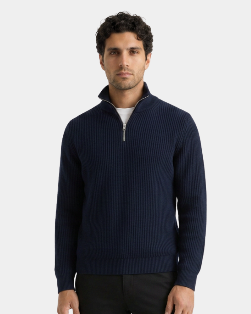 Ribbed Half Zip Sweater