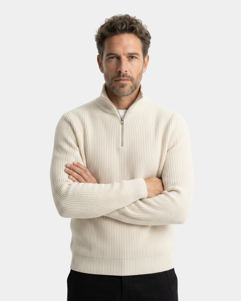 Ribbed Half Zip Sweater