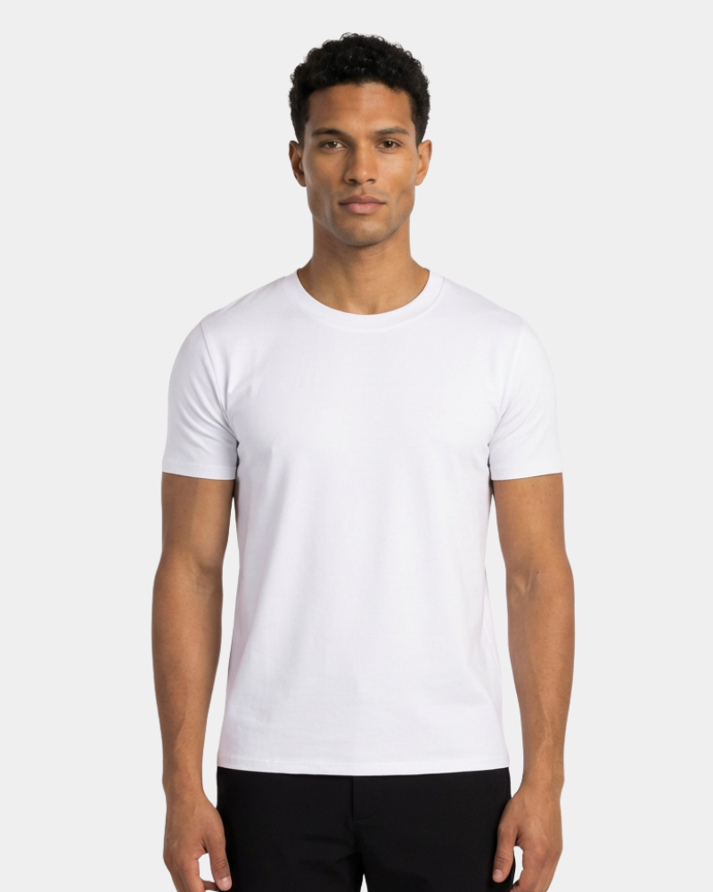 Minimalist luxury white pima cotton Smart Fit T-shirt in a tailored fit with a refined, crisp finish.