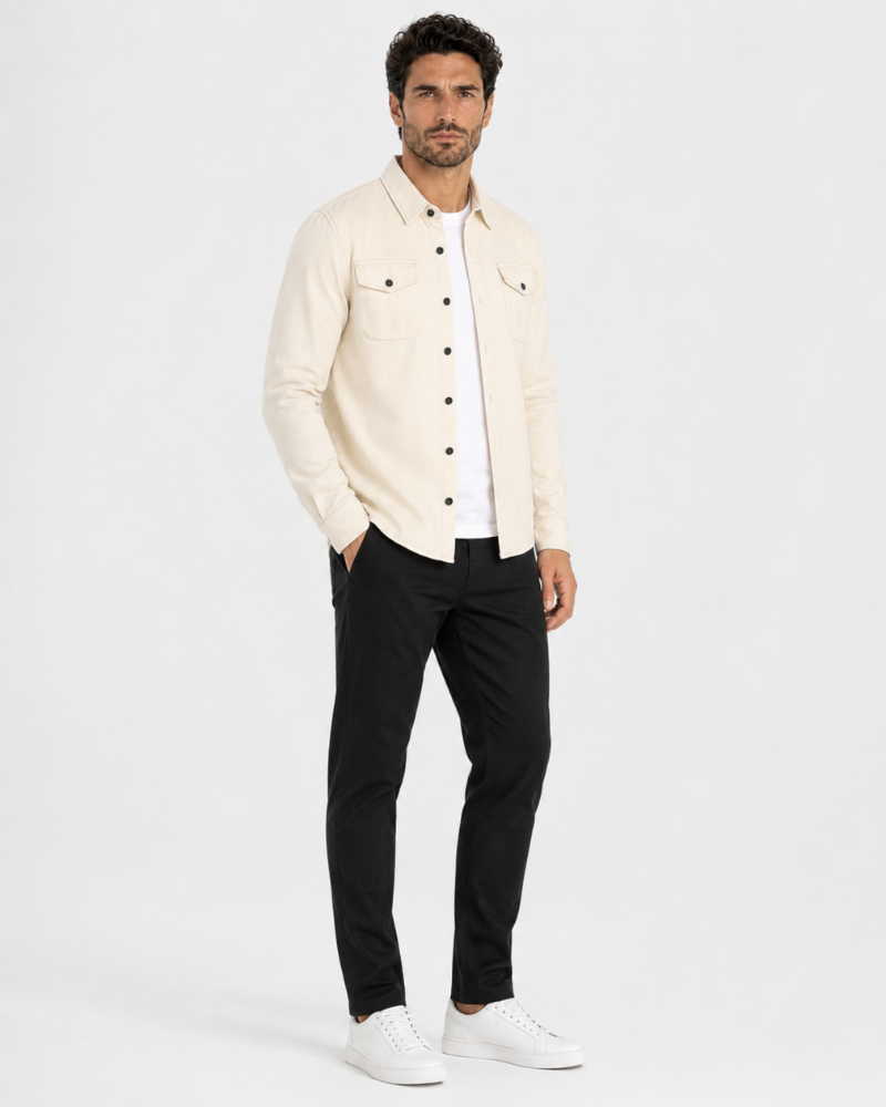 By Alden Off White worn by a male model, cropped front view, light grey background #Color_off white