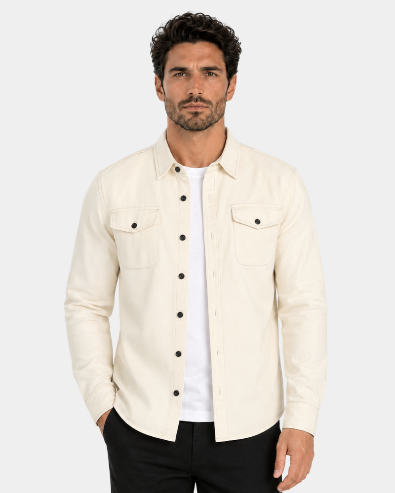 By Alden Off White worn by a male model, cropped front view, light grey background #Color_off white