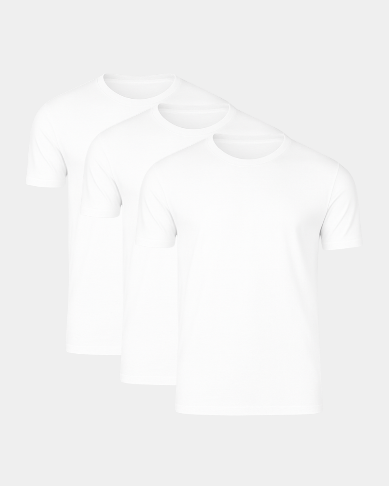 White t-shirt with a small logo on a white background #Color_white